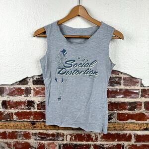 Vintage Social Distortion Shirt Size Small Grey Sleeveless Tank Punk Rock Y2K